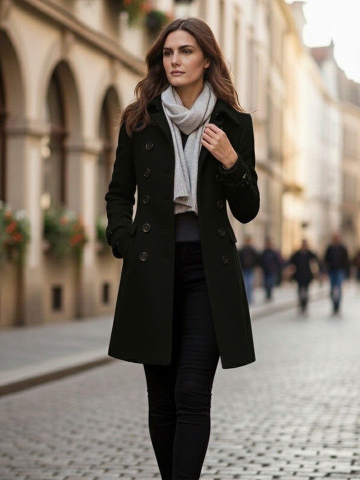 Double-Breasted Coat For Women Classic Tailored Everyday Outerwear