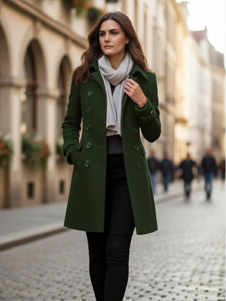 Double-Breasted Coat For Women Classic Tailored Everyday Outerwear