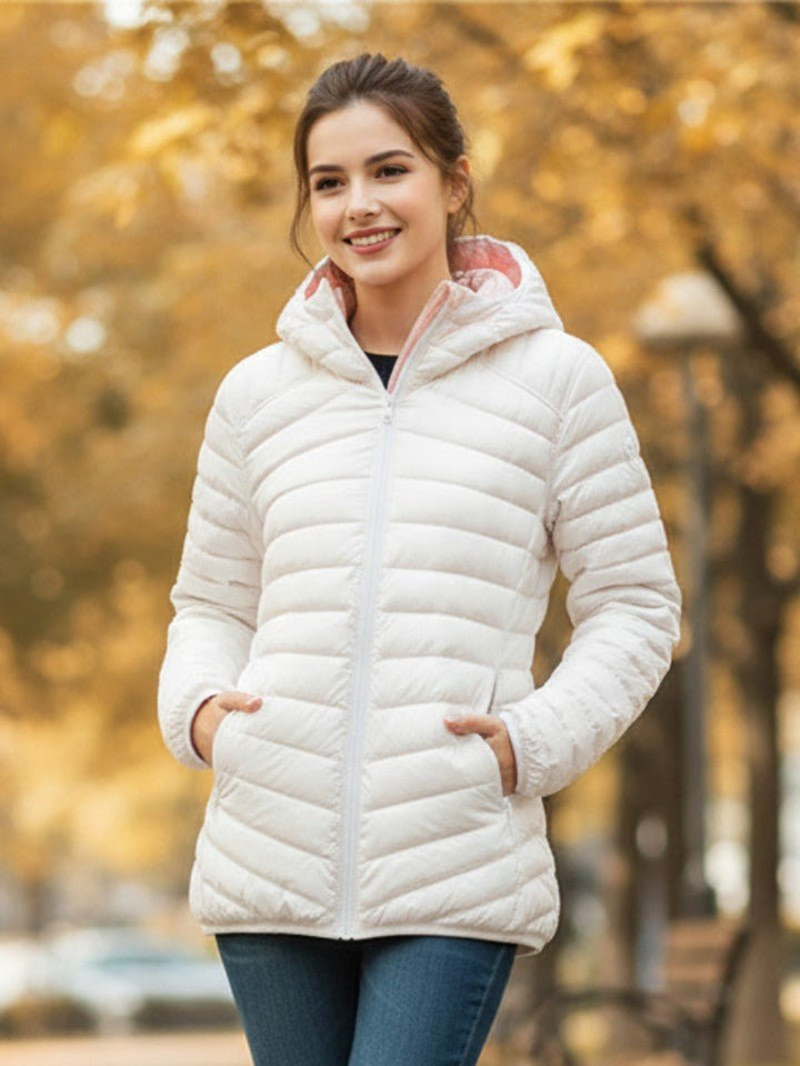 Reversible Hooded Jacket For Women Lightweight Transitional Weather Coat