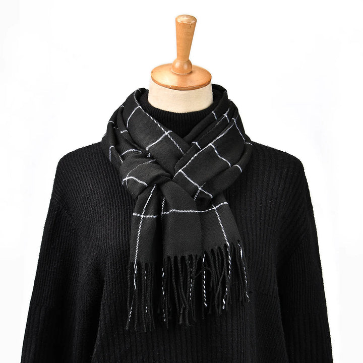 Cashmere Plaid Winter Scarf For Men Soft Warm Classic Accessory
